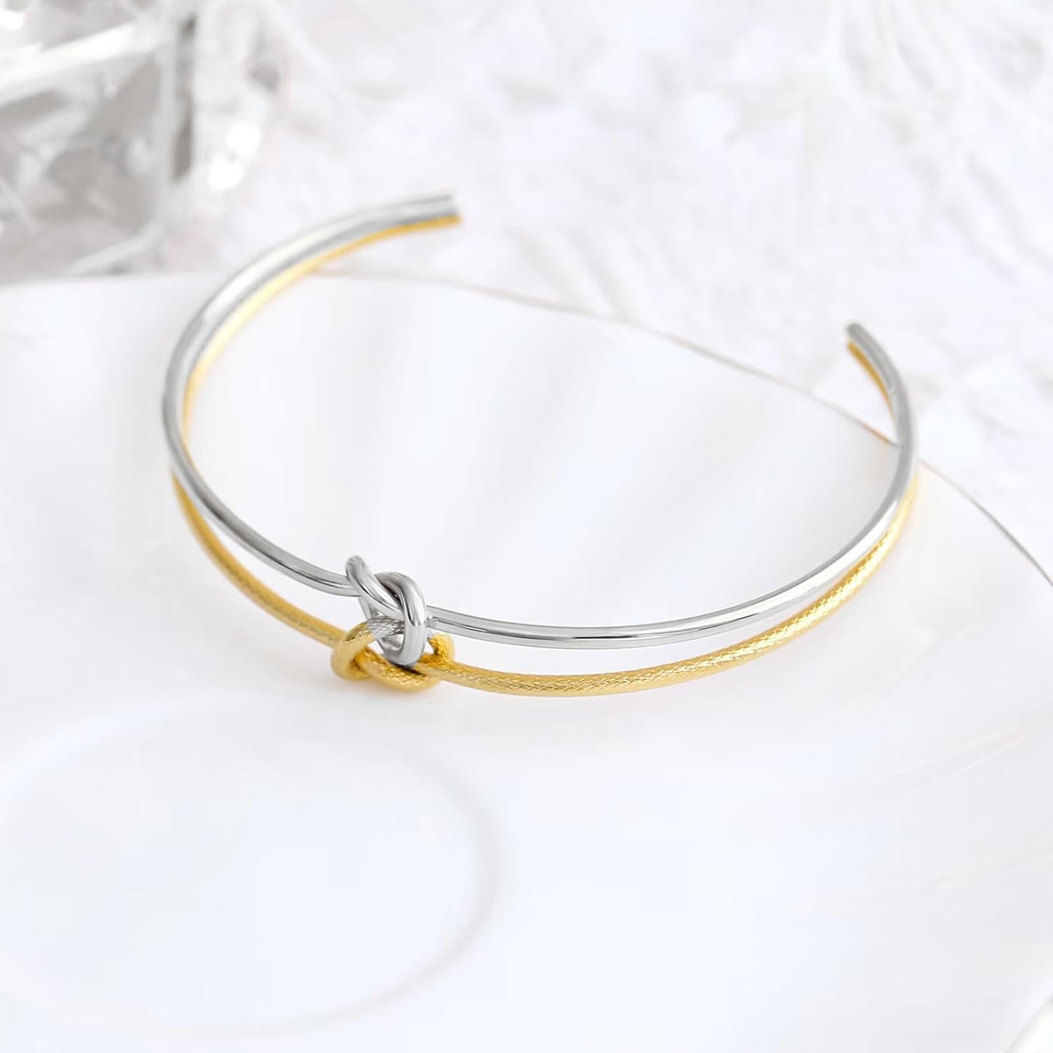 Love Knot Bracelet for Women Simple Knot Cuff Bangle Minimalist Friendship Bracelet Valentine Jewelry Gifts for Her - Image 5