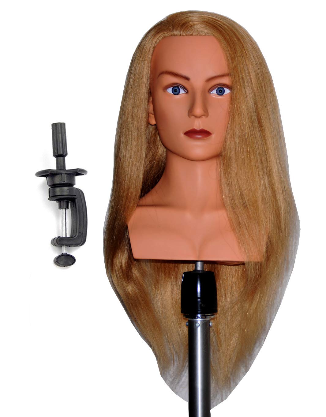 24 " Cosmetology (Heavy Density) with shoulder 100% Human Hair Mannequin Manikin Training Head with Clamp - Layla
