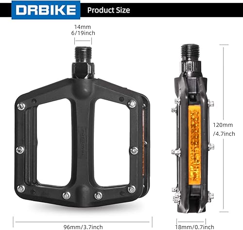 Miniatura 2 de DRBIKE - Pedales MTB para bicicleta de montaña, ligeros, fibra de nailon, plataforma de bicicleta, pedales para BMX MTB Road Fixie 916"