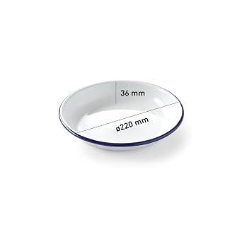 HENDI Deep Plate with a Beautiful Blue Rim, Abrasion-Resistant, Diameter 220 mm