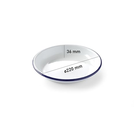 HENDI Deep Plate with a Beautiful Blue Rim, Abrasion-Resistant, Diameter 220 mm