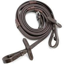 Jeffers Uniquely English Rubber Grip Reins for Horses, 54" L - Leather Riding Reins with Hook & Stud Ends, Non Slip Grip, Equestrian Horse Tack for Jumping, Dressage, Training, Trail Riding