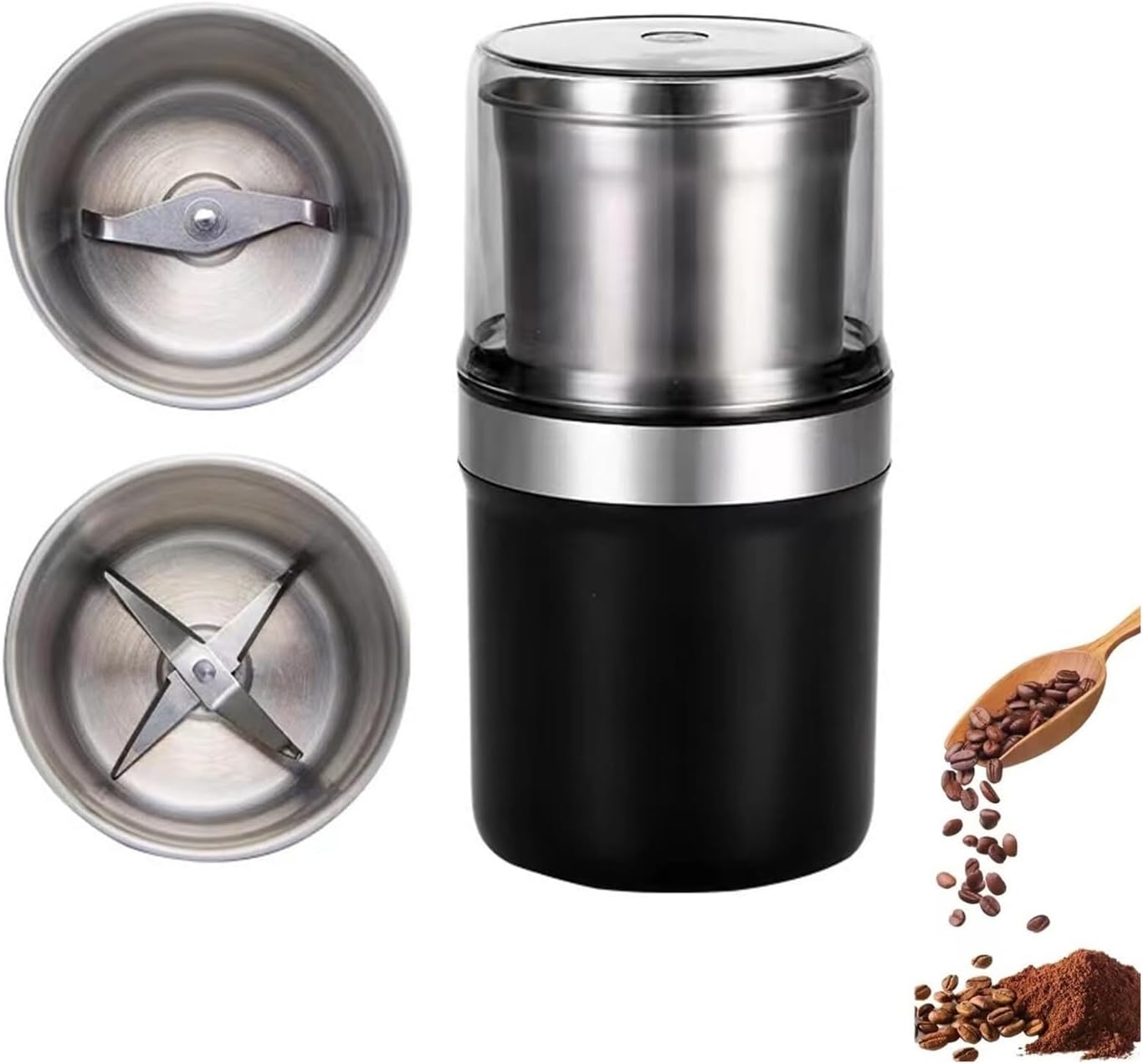Electric Multi-Purpose Cup Grinder, for Coffee, Spices, Easy to Clean,for Wet and Dry FoodLarge Capacity Electric Grinder Cup