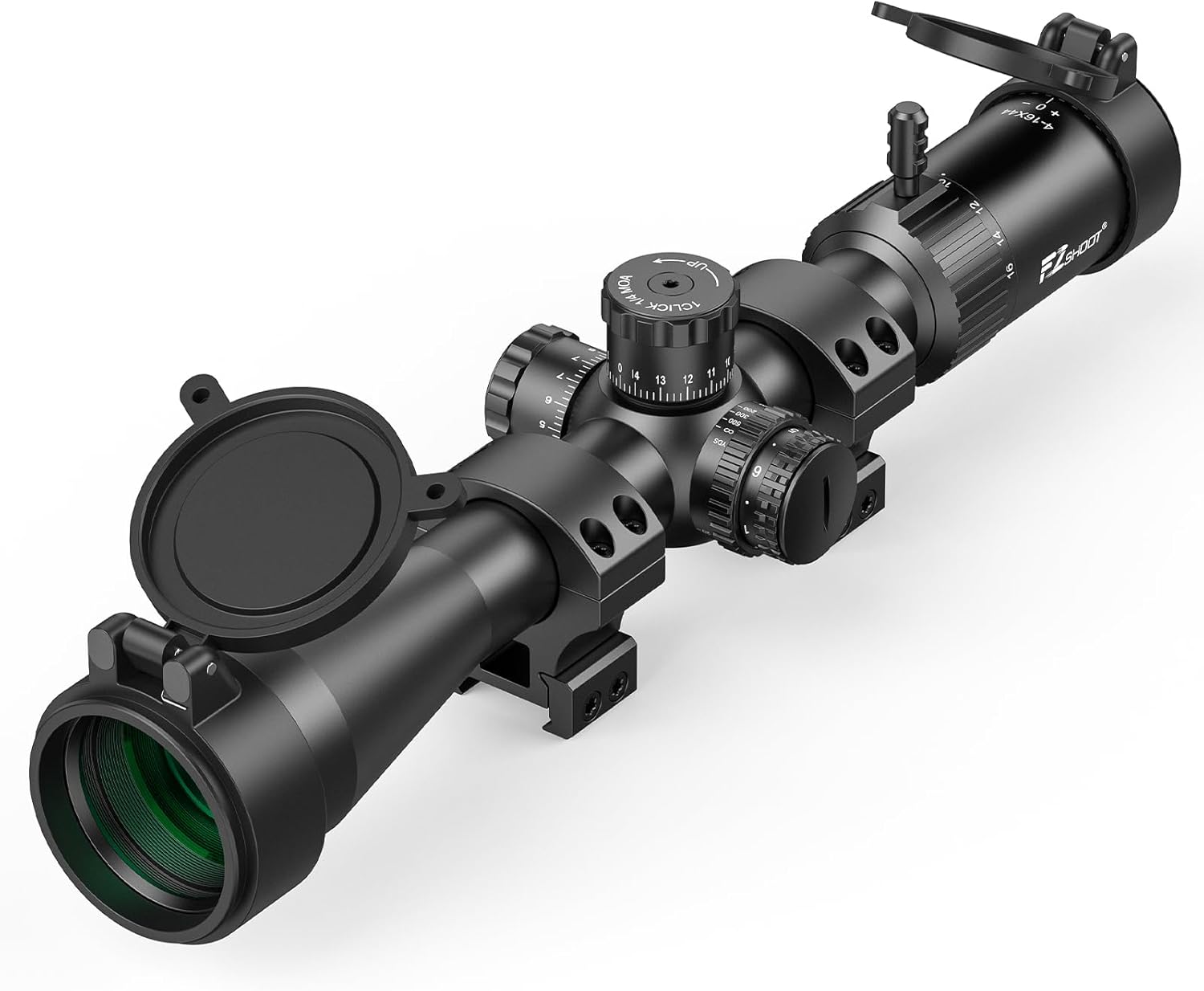 EZshoot 4-16x44 SFP Rifle Scope with Locking Turrets, Side Parallax Adjustment, BDC Reticle and 6 Levels Red Illumination - 30mm Tube Long Range Hunting Scope for 20mm Picatinny Rail