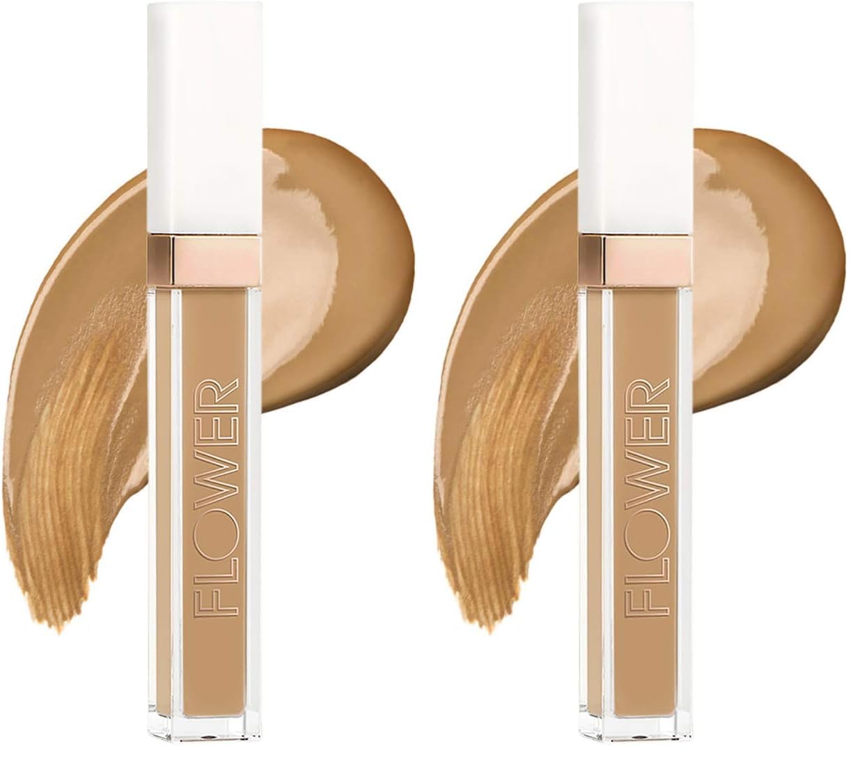 FLOWER BEAUTY Light Illusion Full Coverage Concealer-Diffuse Dark Under Eye Circles, Weightless Formula Crease Proof Makeup, Deep, 0.2 Ounce (Pack of 2)