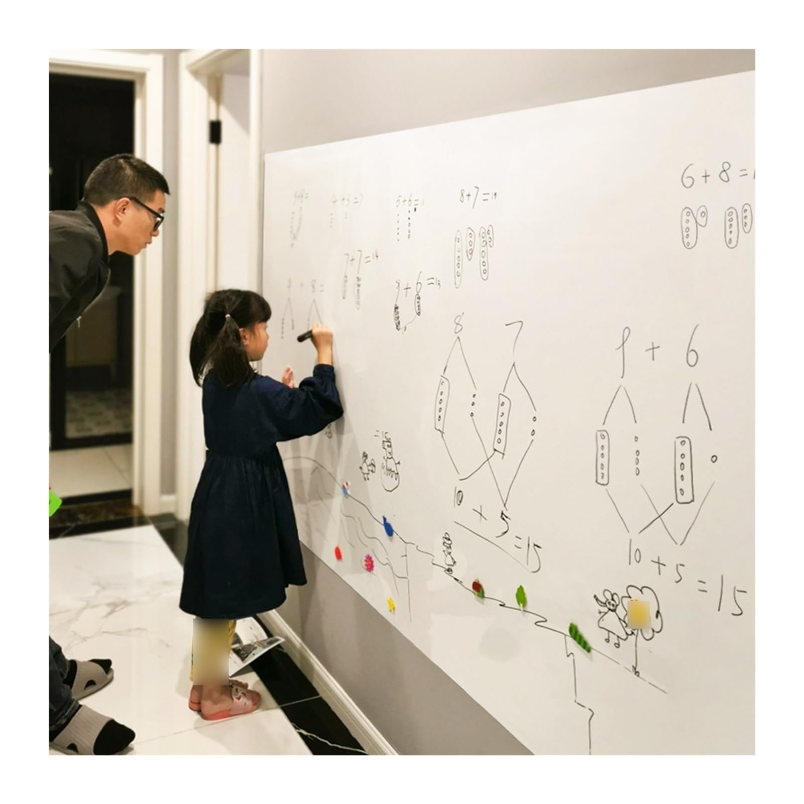 Magnetic Whiteboard Paper, Self-Adhesive Whiteboard Sticker Erasable Vinyl Wallpaper Roll, Home Office School Kids Room Chalkboard, Dry Erase Message Board ( Color : White , Size : 47.24x94.49in/120x2