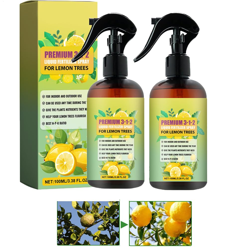 Lemon Tree Spray Mist, 2×100ml Liquid Lemon Tree Plant Fertilizer, Gardening Fertilizer Concentrated Booster FertilizerMist for All Citrus And Lemons Trees, Healthy Leaves And Root Growth