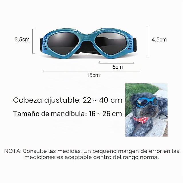 Foto 2 de 7 de Gafas de Sol para Perros, Perro Gafas para Perros pequeños y medianos Impermeable Plegable Protector Ocular…
