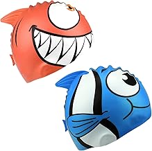 Set of 2 Kids Silicone Waterproof Swimming Caps for 2-8 Years