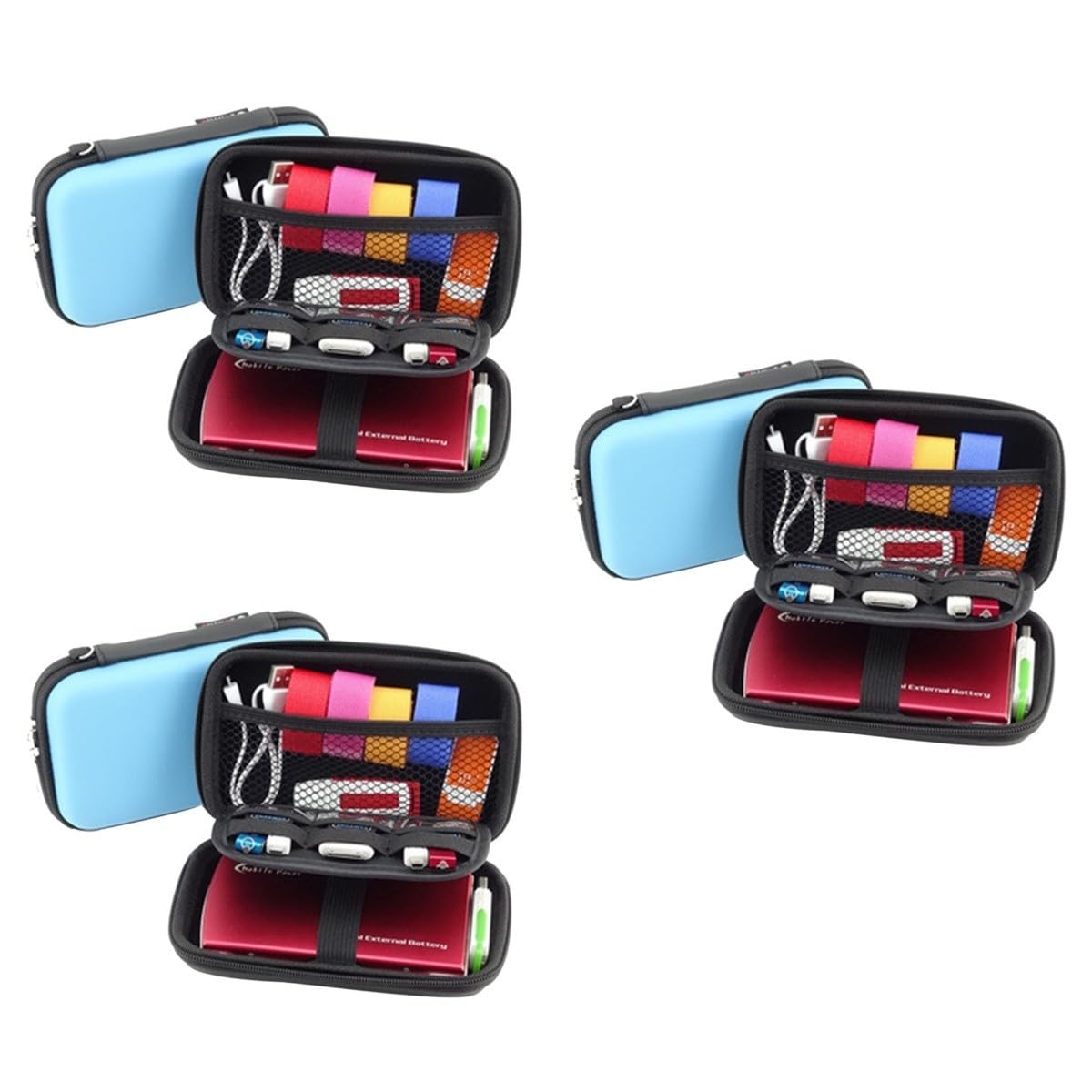 OSALADI 3pezzi Organizzatore Per Accessori Elettronici Da Viaggio Borsa Portatile Per Cavi e Gadget Blu