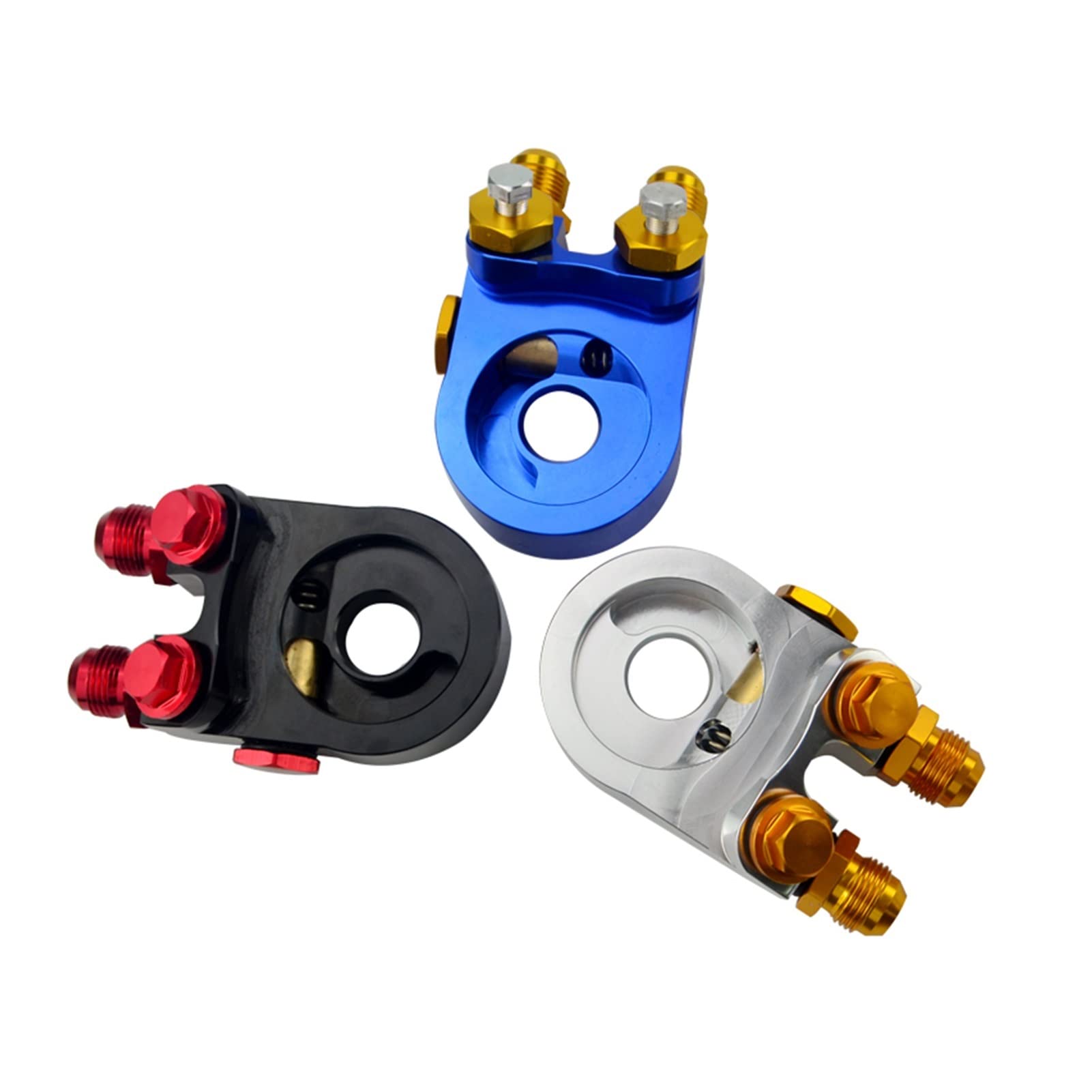 QINQIN Suministro y procesamiento de Combustible. Ajuste for Aluminio 10 Adaptador de Placa de sándwich del refrigerador del Filtro de Aceite Turbo con Termostato y Ajuste 3/4-16 UNF, M20 * 1.5