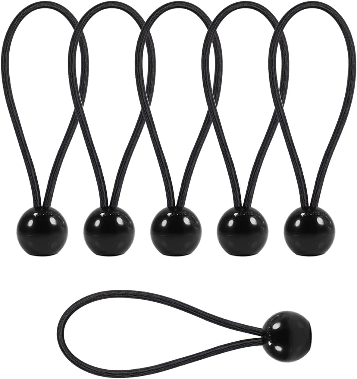 Cool Area 30 Packs Ball Bungee Cords 6 Inch Tarp Bungee Cords with Balls Black Tarp Tie Downs Heavy Duty Outdoor for Sunshade Net Camping Tent Patio Umbrellas