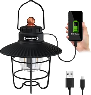 EverBrite LED Camping Lantern, USB C Rechargeable Lantern with 3 Light Modes, Vintage Outdoor Lanterns with Power Bank Function for Power Outages, Hurricane, Emergency, Fishing