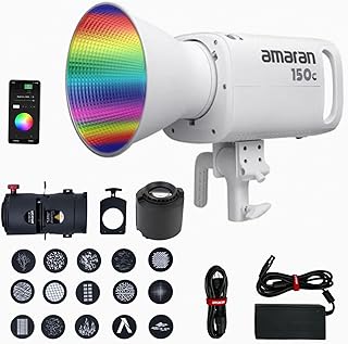Aputure Amaran 150C Branco, Luz de Vídeo RGB COB de 150W com Amaran Spotlight SE Kits de Lentes de 36 Graus