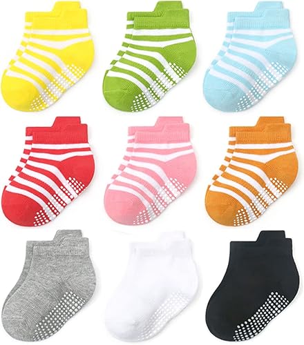 Clowora Calcetines antideslizantes para bebés, niños y niñas, calcetines elásticos para niños de 0 a 5 años