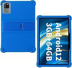 Silicone Case for Blackview Tab60 WiFi/Blackview Tab60 Pro/TECLAST P30/ TECLAST P30T/ OSCAL Pad 80 WiFi Tablet 10 Inches, Protective Cover with Integrated Stand, Blue