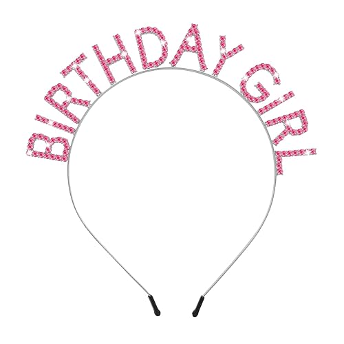 WLLHYF Diadema de coronas de cumpleaños para niña, banda de cumpleaños, banda para el pelo con diamantes de imitación, tiara de princesa, dulce