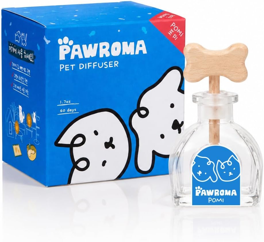PAWROMA Pet Diffuser for Dogs & Cats – Pet Odor Neutralizer Reed Diffuser, Allergy-Free Pet-Friendly Home Fragrance, Long Lasting Scented Diffuser (Pomi)