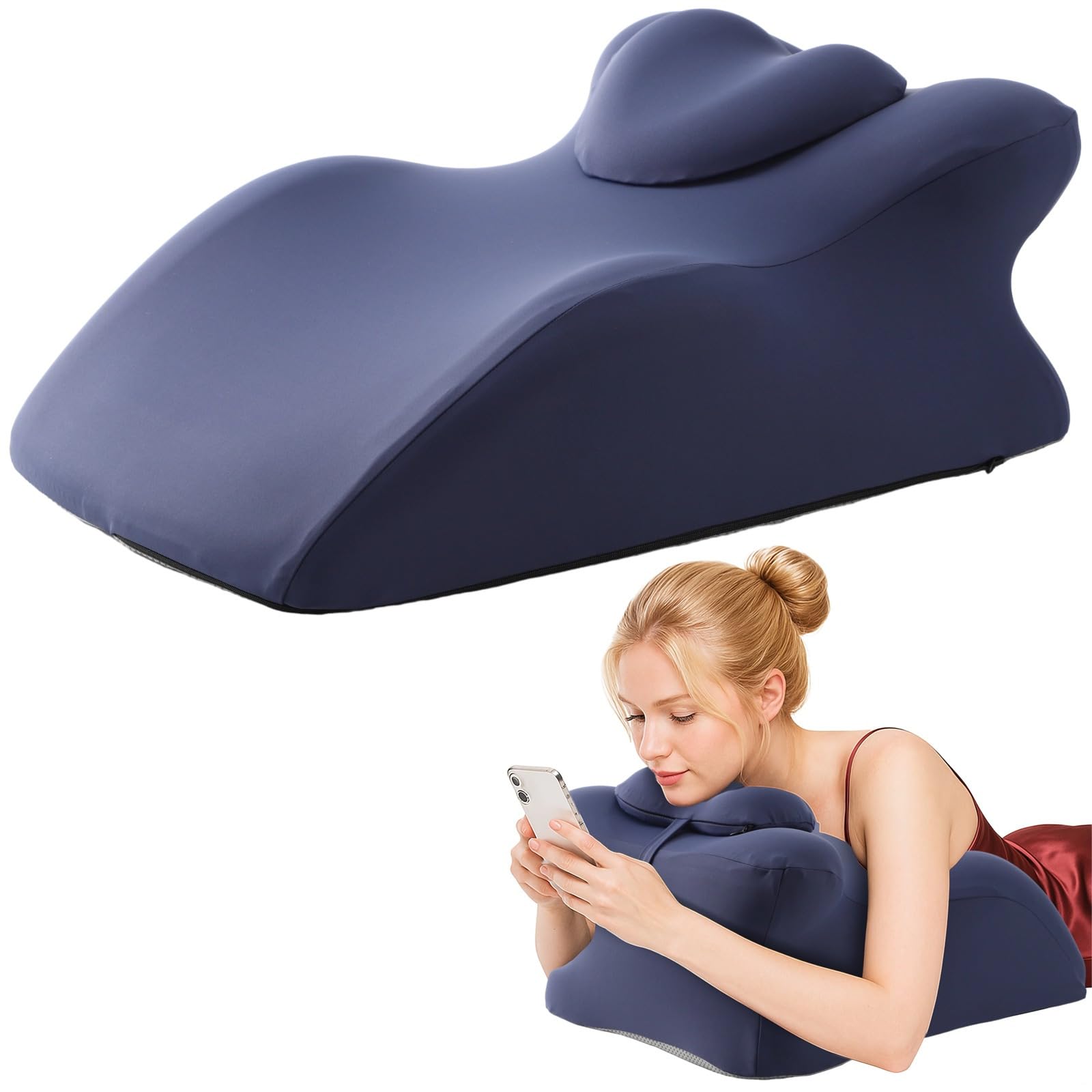 Ergonomiczna poduszka klinowa z pianki z pamięcią kształtu, wielopozycyjna, do spania, czytania, relaksu, z antypoślizgowym podparciem, oddychająca poszewka