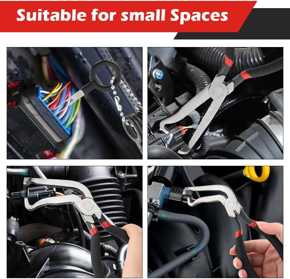 3Pcs Electrical Connector Disconnect Pliers Set,37960/37980/13120 Spring-Loaded Automotive Terminal Release Tool Kit,with 8 Pin Extractors,for Fuel Injector,Sensor&Wiring Harness Repair
