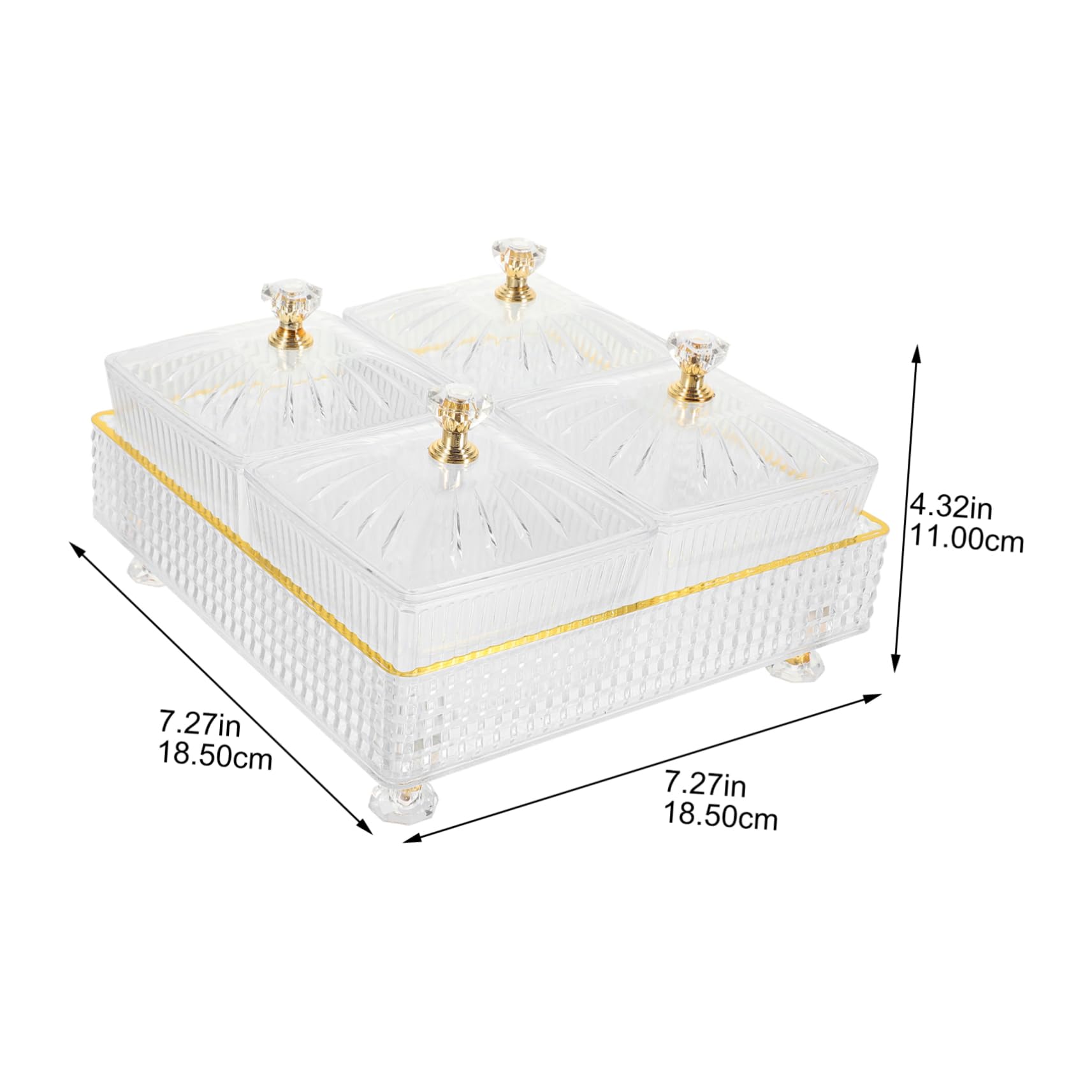 SOLUSTRE 1Set Divided Serving Tray Transparent Snack Storage Bowl with Tray for Dried Fruits Candy and Appetizers Creative Multi Compartment Serving for Parties