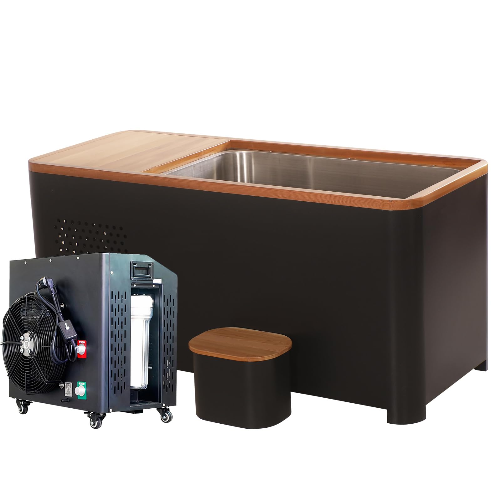 Cedar Cold Plunge Ice Bath Tub with 1.5HP Water Chiller for Daily Recovery, 600L Cold Wooden Outdoor Ice Pod for Adults with Lid, Large Size for Athletes & Everyday Cold Plungers at Home