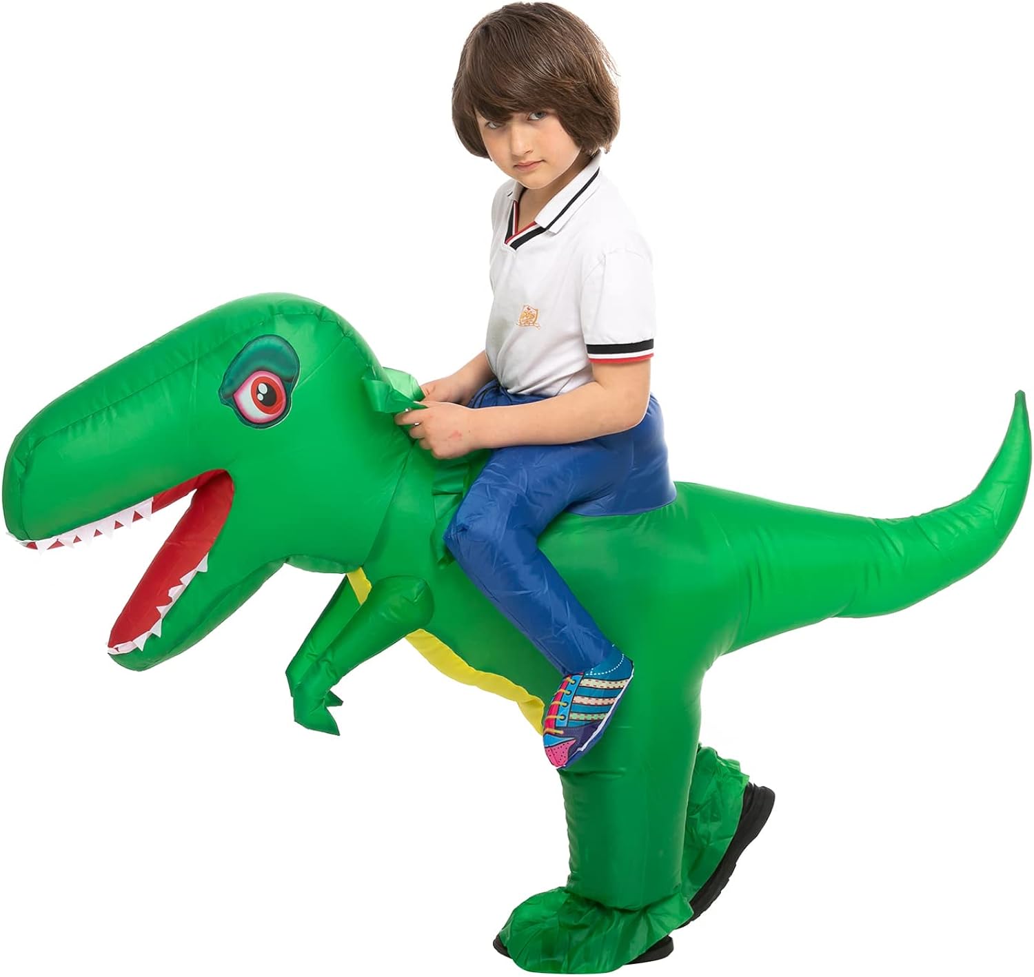 Miniatura 2 de BETTWITEH Disfraz inflable de dinosaurio para niños, divertido disfraz de dinosaurio T-rex para Halloween para niños y niñas