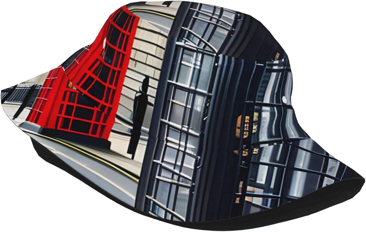 Telephone Booth Print Sun Hat Outdoor Fisherman Cap Summer Bucket Hat Beach for Men Women Black