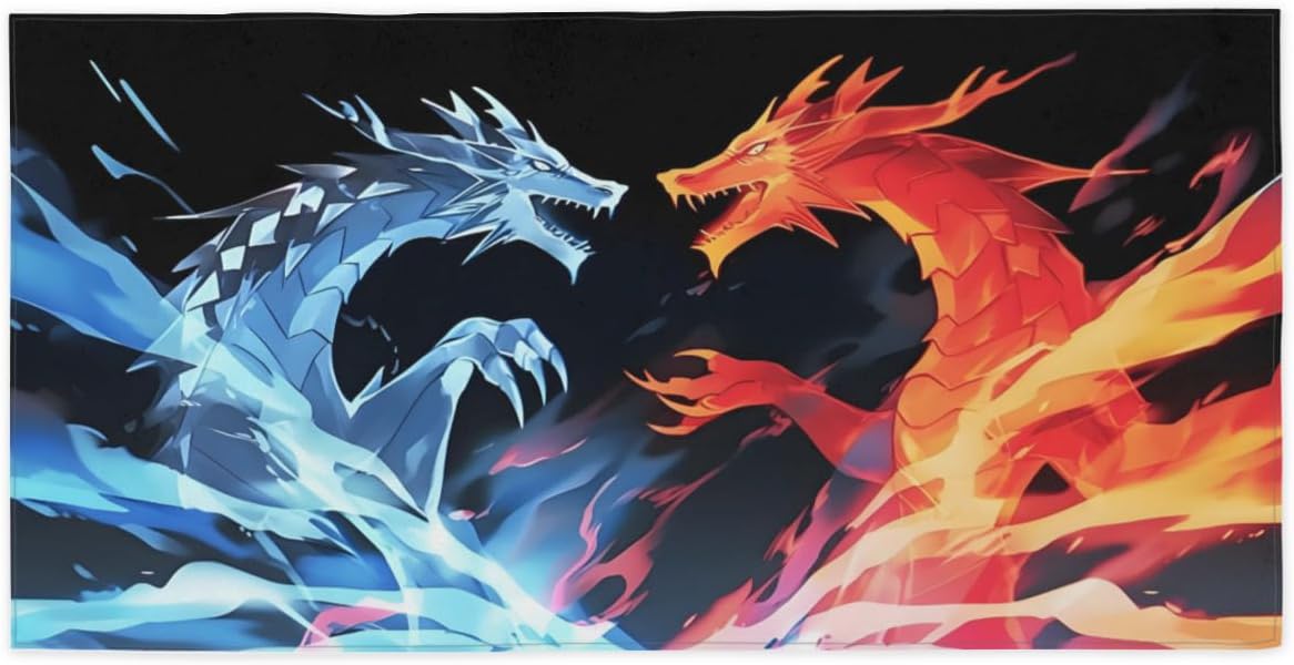 Abstract Dragons Beach Towel Highly Absorbent, Quick Dry,Oversized Large Beach Towels for Adults, Sand Free,Pool,Bath Towel Water Fire Dragon 31"x61"