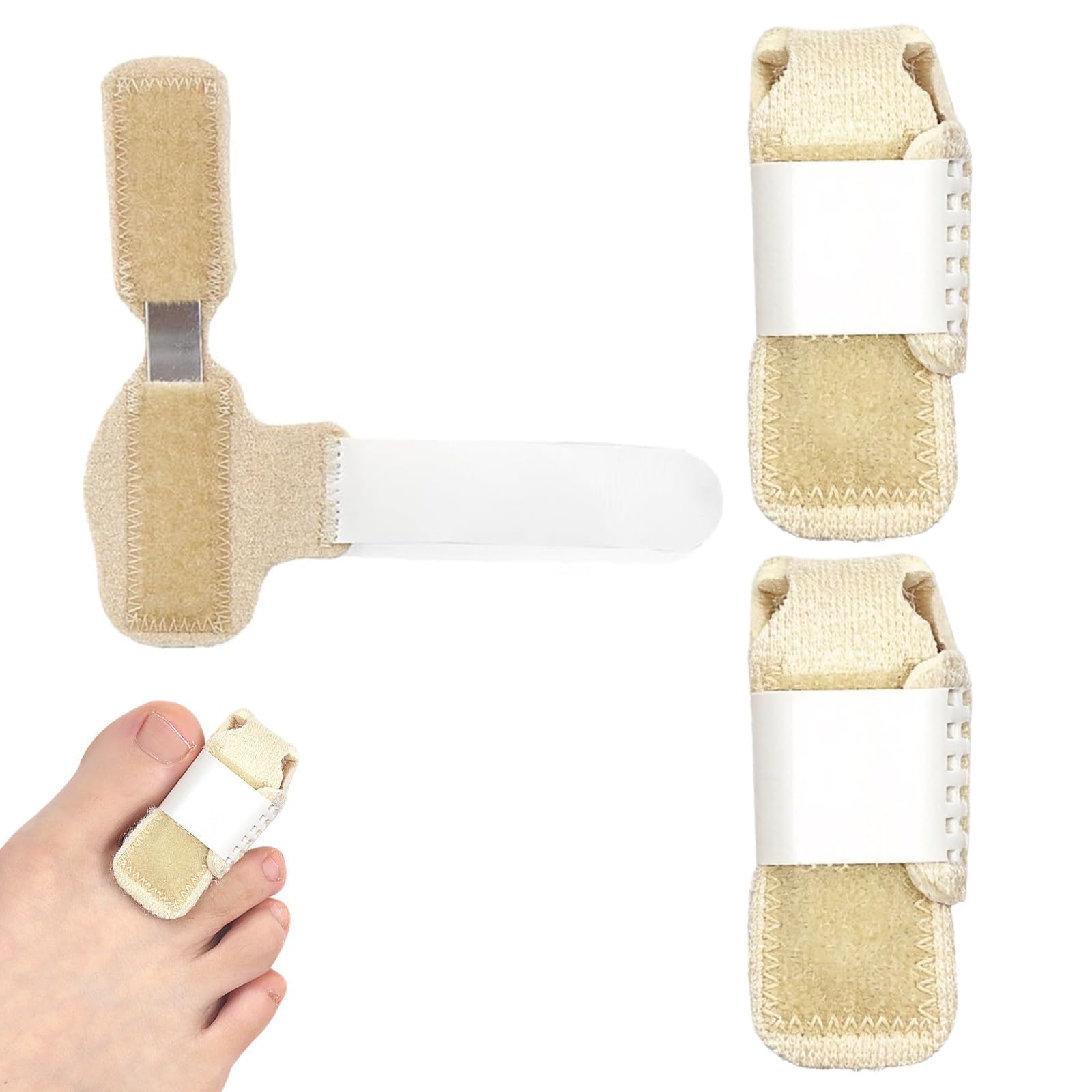 3 pz Stecca per dita piegate colore pelle, divaricatore dita piedi, tutore alluce valgo, raddrizzatore per dei piedi, correttore per a martello, Stecca per dei Piedi, tutore regolabile per allineare