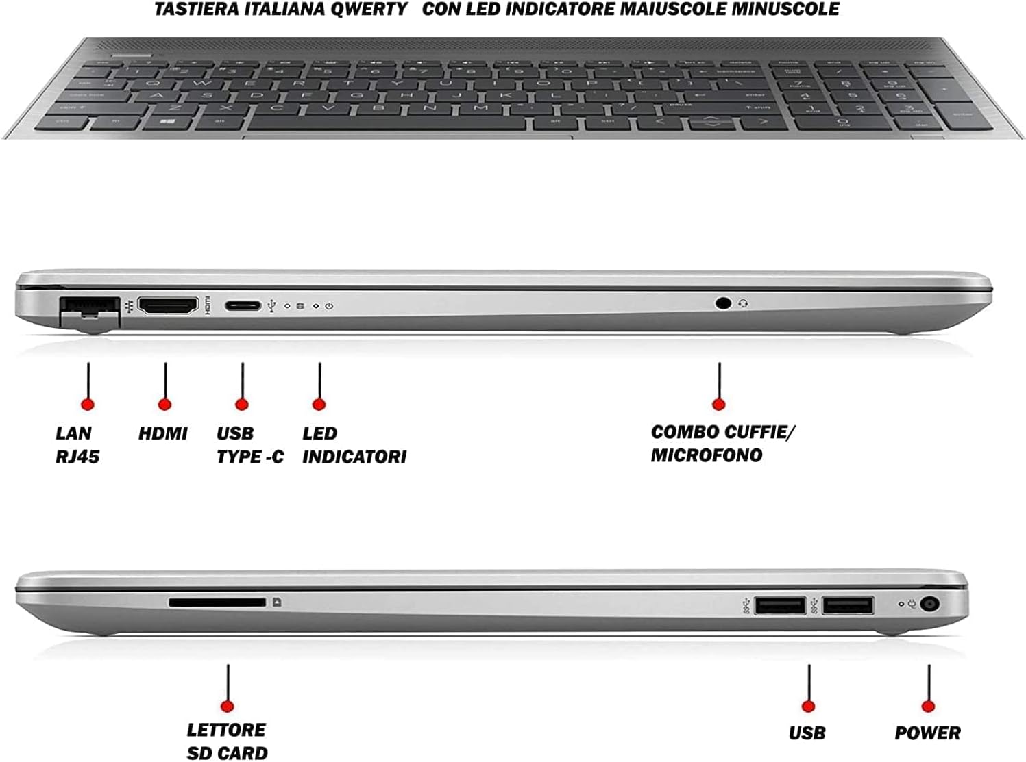 HP 255 G9 Silver Notebook Portatile, SSDHD 1128GB, RAM DA 16GB, Display FullHD 15.6, Amd A9 Gold 3150U fino a 3,3 GHz, Wi-fi, 3 usb, webcam HD, Win11 Pro, Pronto Alluso, Gar. IT HP 255 G9 Silver Notebook Portatile, SSDHD 1128GB, RAM DA 16GB, Display FullHD 15.6, Amd A9 Gold 3150U fino a 3,3 GHz, Wi-fi, 3 usb, webcam HD, Win11 Pro, Pronto Alluso, Gar. IT