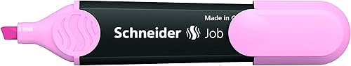 Vista 5 de Schneider Job - Resaltador pastel con punta de cincel, 1 + 0.197 in, barril negro, tinta rosa claro, caja de 10 resaltadores (1529)