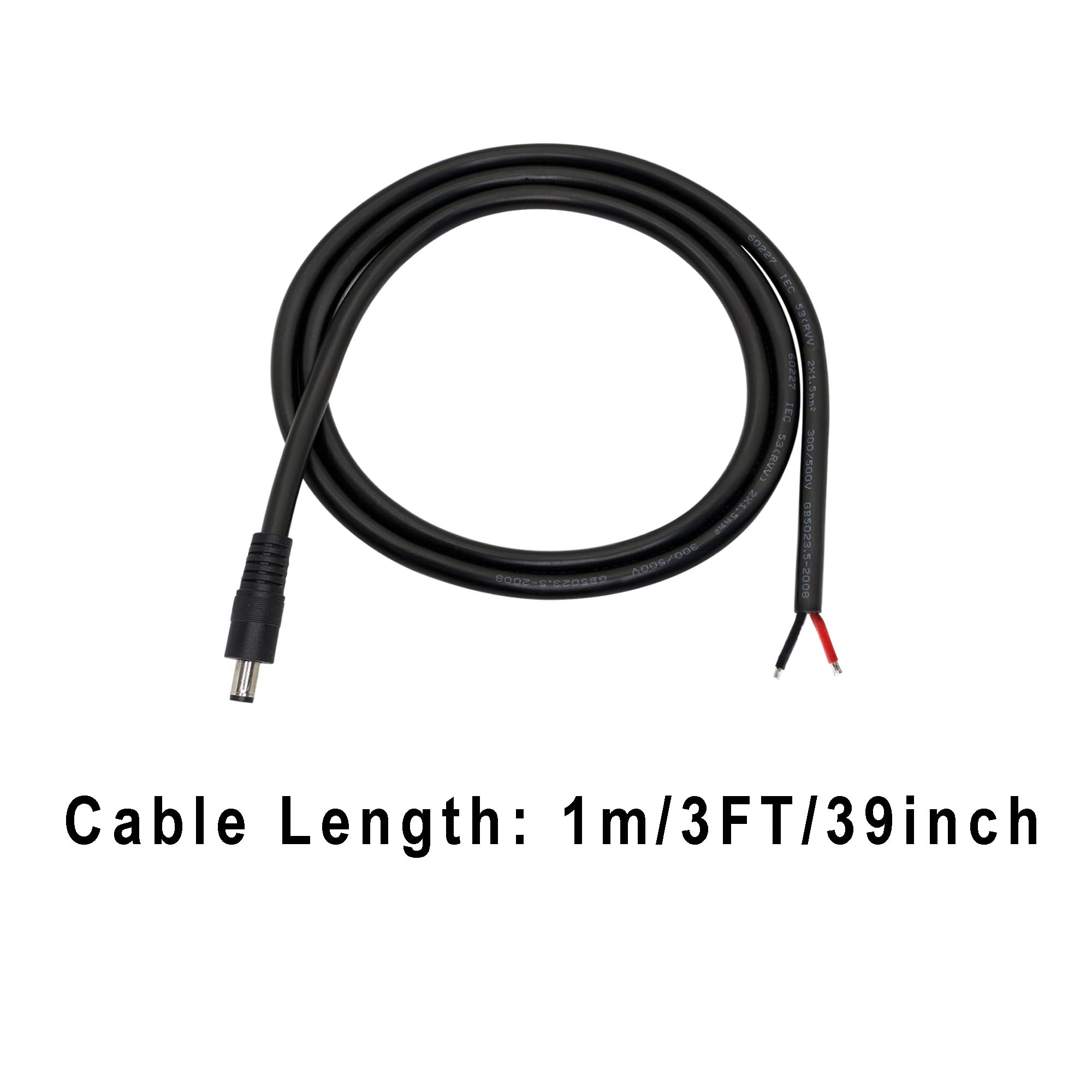 Lot De 2 Câbles D'alimentation CC 5,5 Mm X 2,1 Mm, Fiche Mâle 5521