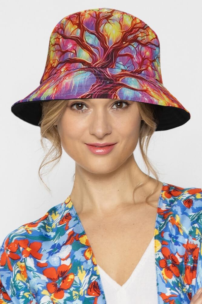 Coconut Tree Print Bucket Hat,Beach Sun Hat Fisherman Hats for Mens Womens - Image 6