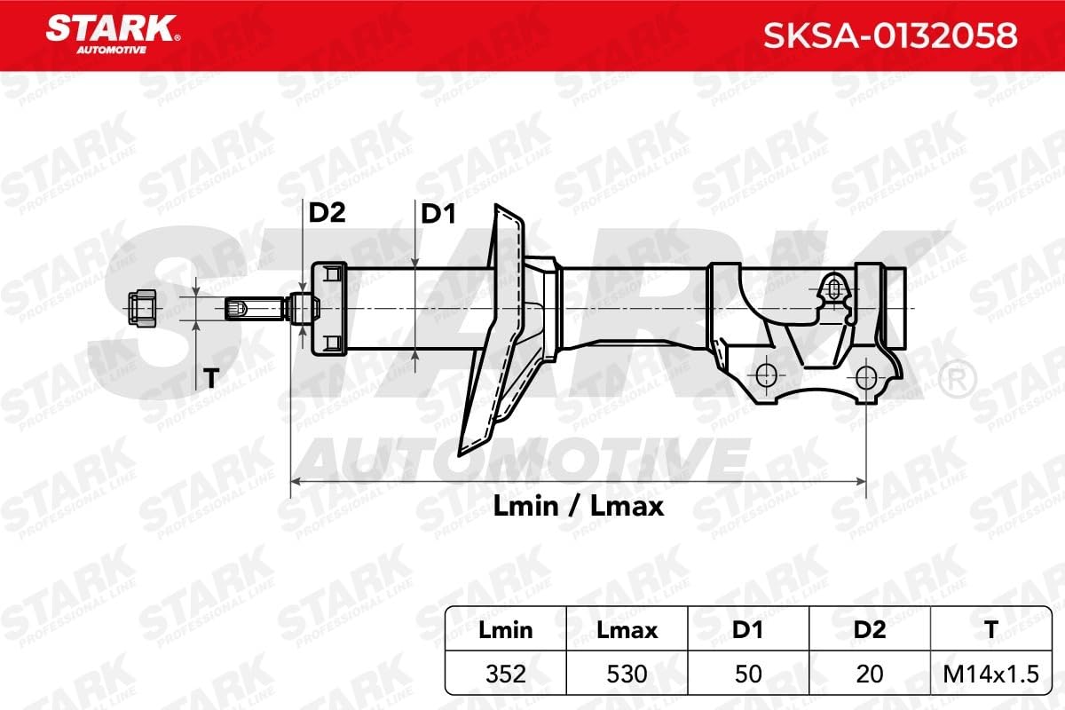 STARK SKSA-0132058, 2 szt Amortyzator zestaw rozpórka zawieszenia przód Kompatybilny z VW Jetta II 19E, 1G2, 165 CORRADO 53I Caddy II Van 9K9A Golf 3 Cabrio 1E7 Polo Variant 6V5