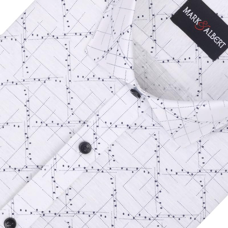 Image of Mark & Albert Men's Half Sleeve Cotton Linen Shirt Blue