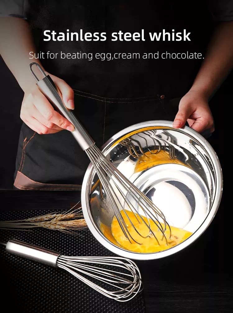 Giffy Stainless Steel Manual Hand Blender Mixer Froth Whisker Latte Maker for Milk Coffee Egg Beater Juice for Home Hotel Kitchen Use 10 Inch Pack of 1 3