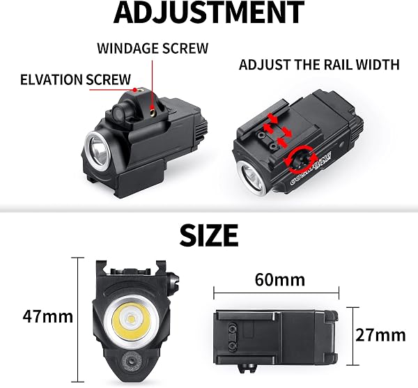 COSMOING Red Laser Light Combo, 800 Lumen USB Rechargeable Gun Flashlight Laser Sight Combo with Strobe Function for Pistol Handgun Rifles with Picatinny Rail Mount - 5