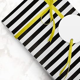 JAM Paper Gift Wrap - Striped Wrapping Paper - 25 Sq Ft (30 in x 10 Ft) - Silver & White Stripes - Roll Sold Individually