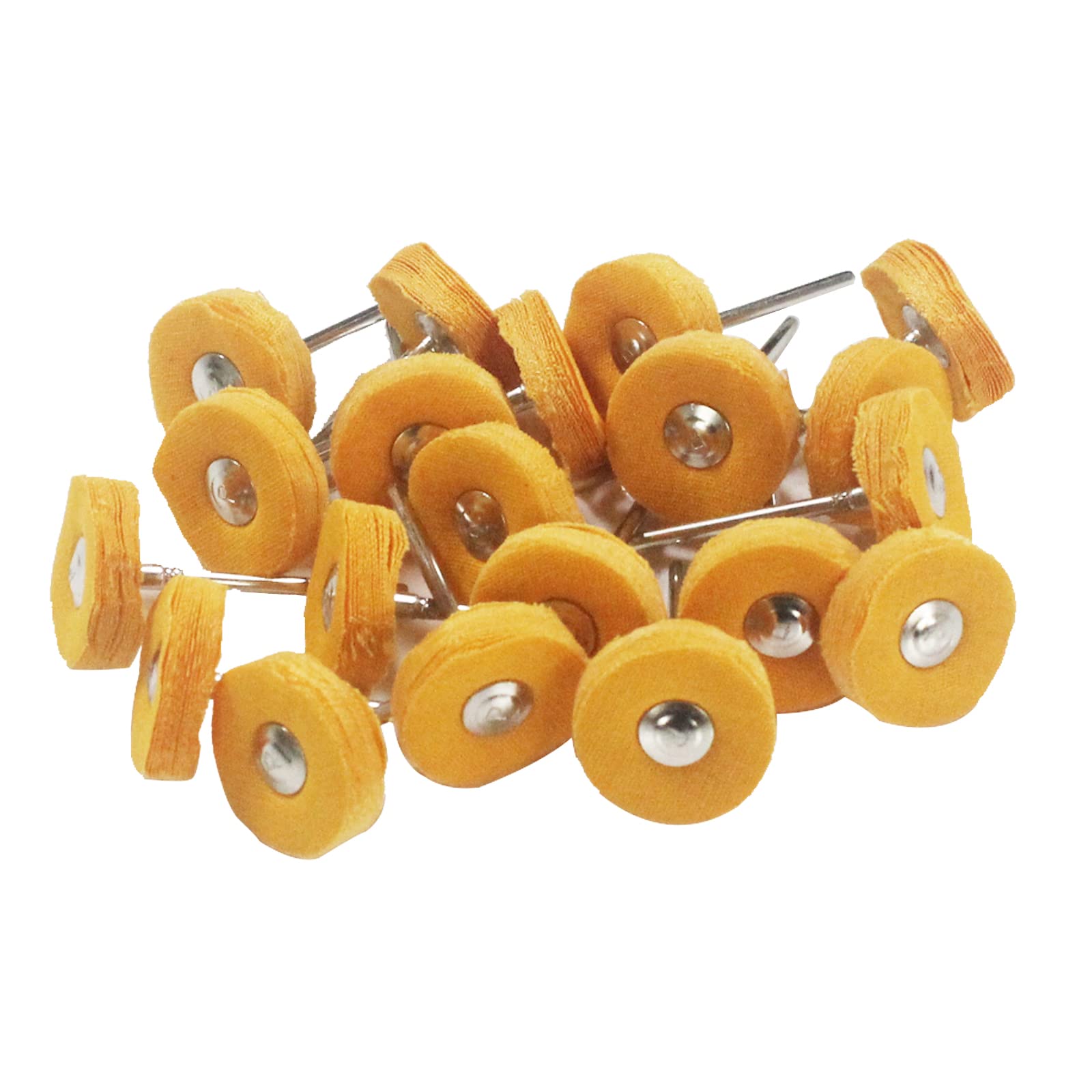 𝐋𝐮𝐨 𝐤𝐞 20 Pcs Mini Cotton Buffing Wheel, 3/32 Inch Shank Abrasive Cloth Polishing Wheel for Rotary Tools (Yellow)
