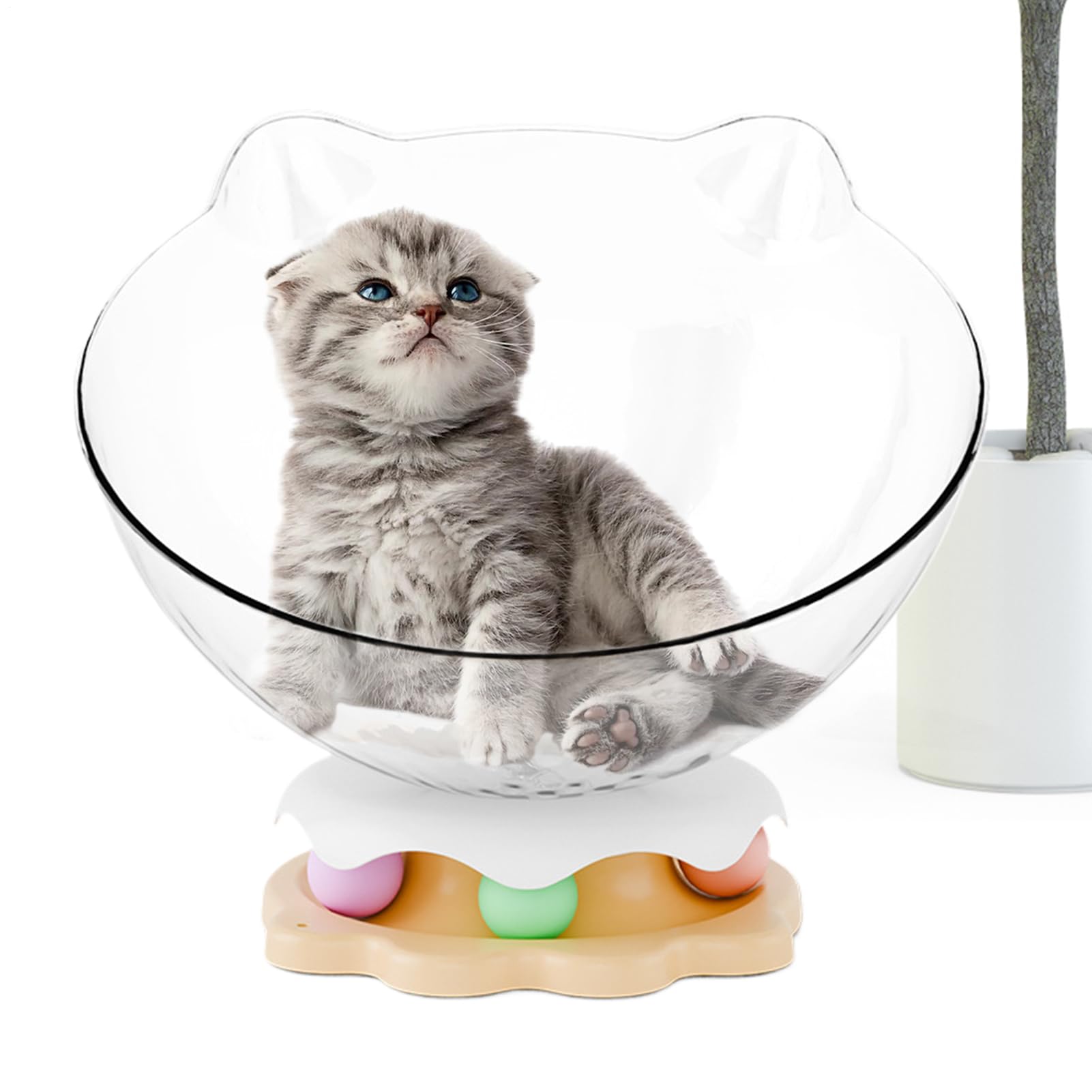 Lit pour chats d'intérieur interactif avec plateau tournant nid de jeu