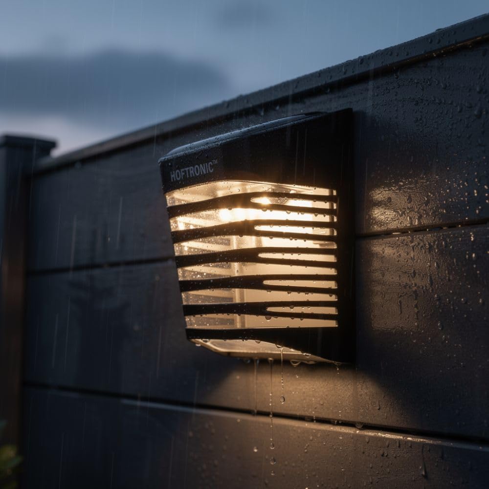 HOFTRONIC - Lot de 4 lampes solaires extérieures murales avec interrupteur crépusculaire Dono 3000K blanc chaud Lampes solaires extérieures mur 120x90x52,5mm (LxlxH) IP65 lanterne étanche noire