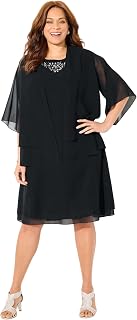 Women's Plus Size Georgette Double Layer Jacket Dress