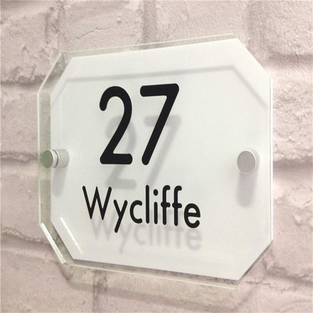 House Number 200mm140mm Customized Transparent Acrylic House Signs Door Plates House Number Plaques with Vinyl Films Digital (Color : Black) (White)
