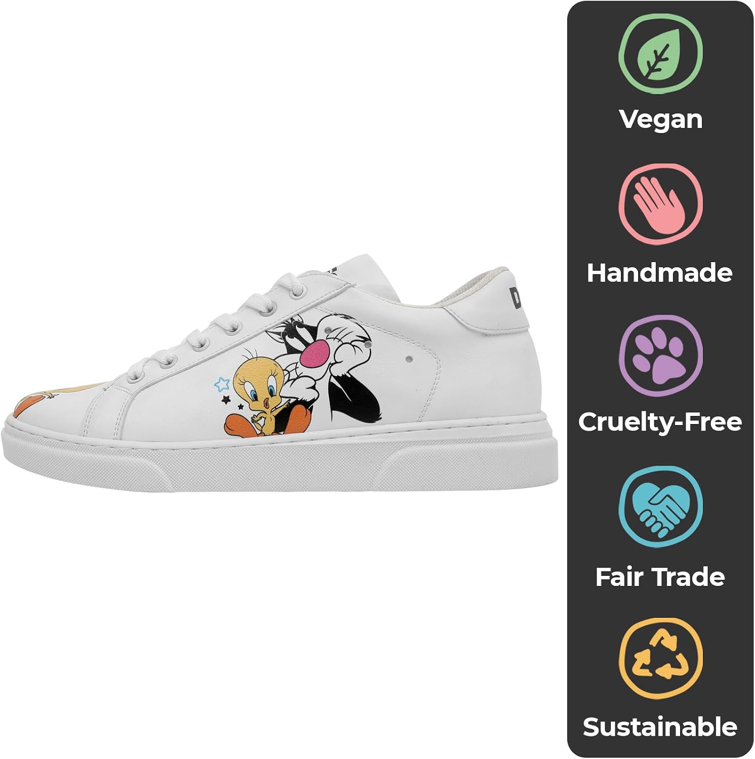 DOGO White Sneakers for Women - Handmade Women's Fashion Sneakers, Vegan Leather and Unique Design, Comfortable Shoes for Women, Ace Sneakers