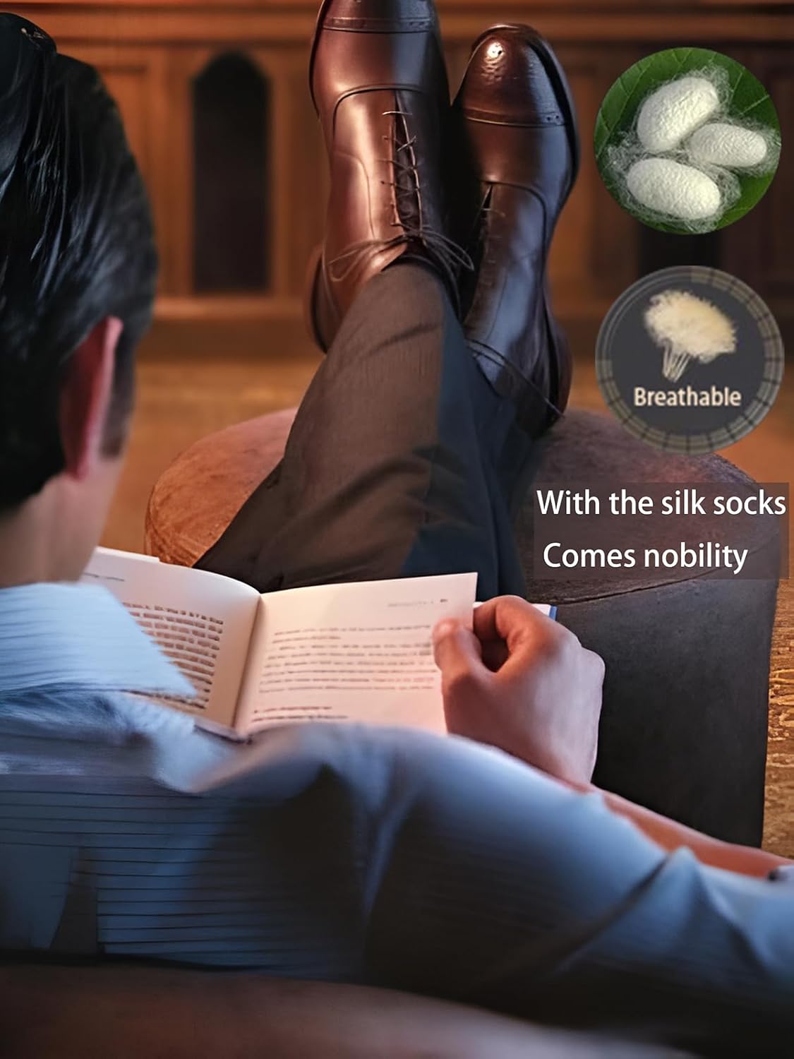 SIHA Mens dress socks, 4 Pairs silk socks men, Black socks for men 8-11