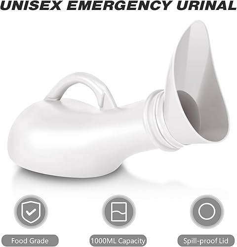 Miniatura 3 de Urinario femenino a prueba de derrames, 33.8 fl oz, urinarios para hombres a prueba de derrames, embudo de orina unisex, orinal portátil para