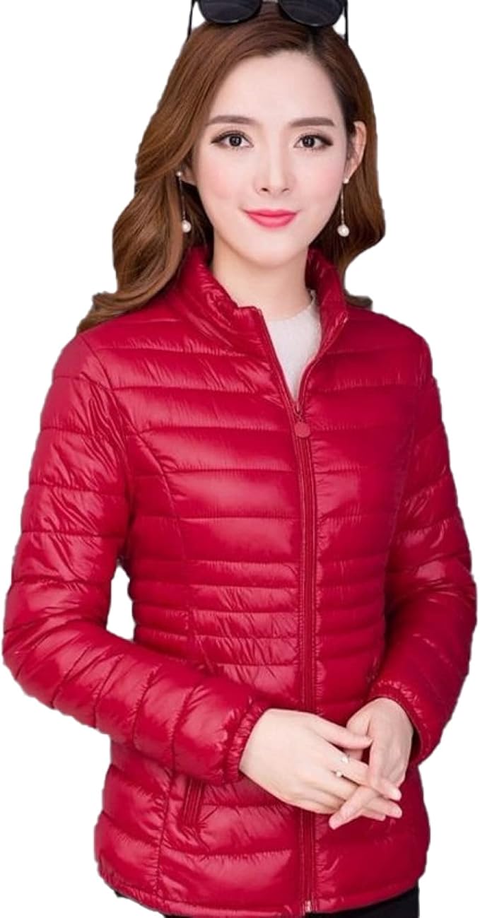 Amazon ダウンコート 軽量 ショート ダウンジャケット 上着 ショートダウン レディース 秋 冬 アウター 上品 防寒 細見え ファスナー 立ち襟 ライトダウン インナーダウン 大人 ミセス 20代 30代 40代 可愛い 通勤 通学 コート ジャケット 通販