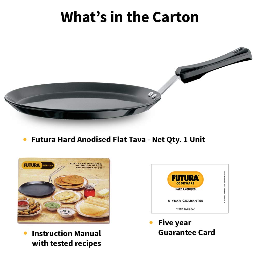 Futura Hard Anodised Flat Tava 26 cm, 4.88 mm with Plastic Handle - Image 7 thumbnail