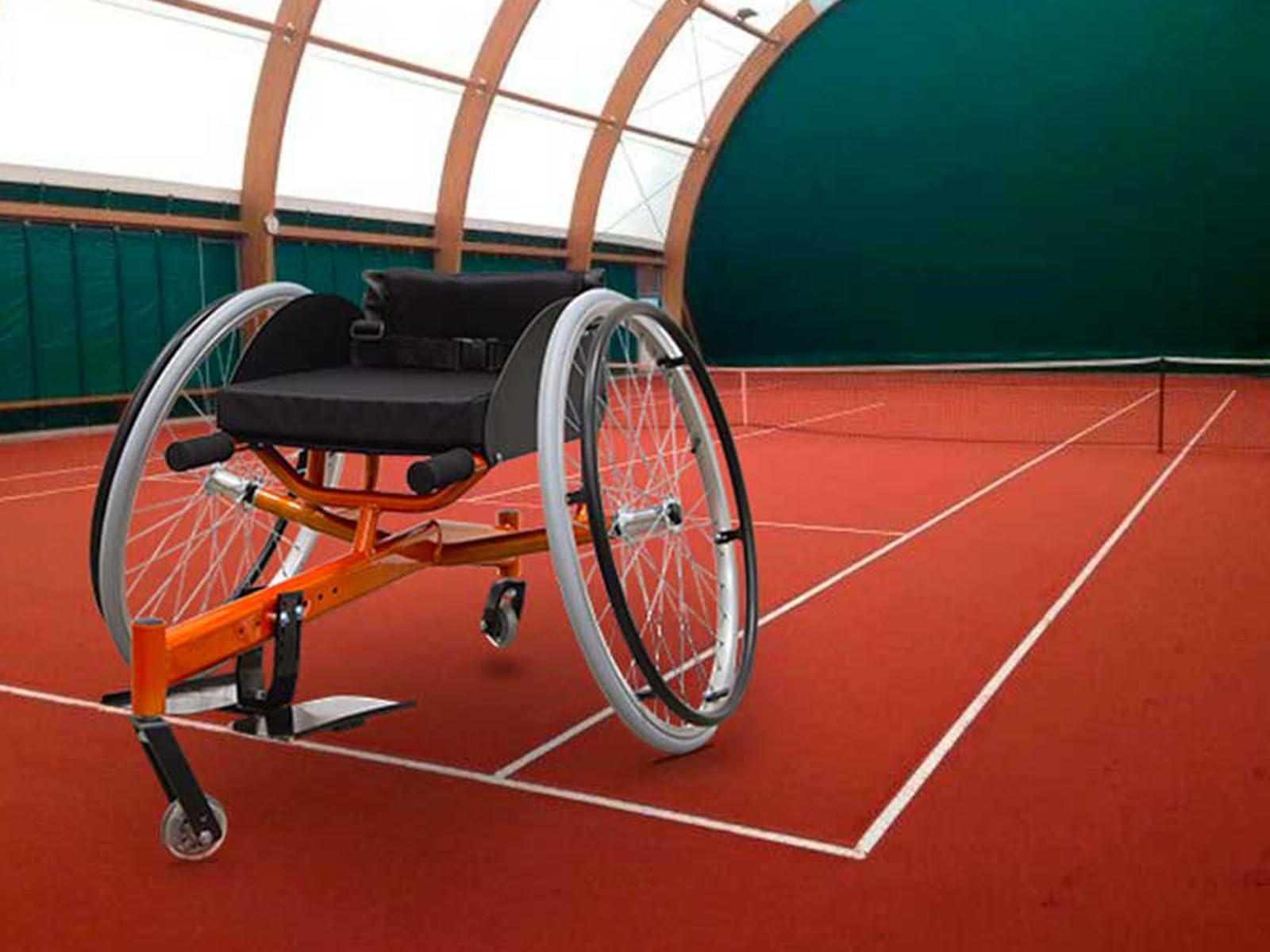 QUIRUMED Silla de ruedas tenis, Silla de ruedas deportiva, Aluminio, Ergonómica, cojín acolchado, Ruedas extraíbles, Cinturón de posicionamiento